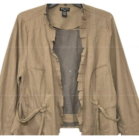 D.F.A New York Tan Ruffle Jacket Tie Front High Neck Size 2X Plus Steampunk - Picture 6 of 6